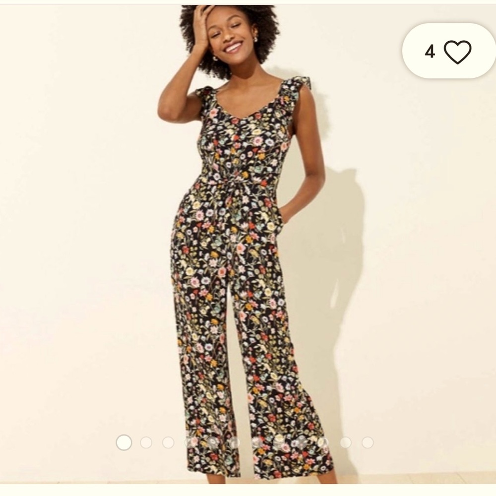 Loft Floral Ruffle Sleeve Jumpsuit